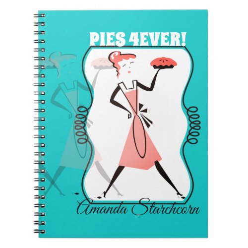 Retro pie girl baking cookbook recipe notebook