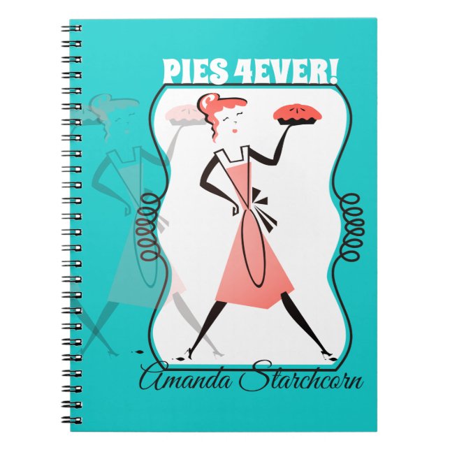 Retro pie girl baking cookbook recipe notebook (Front)