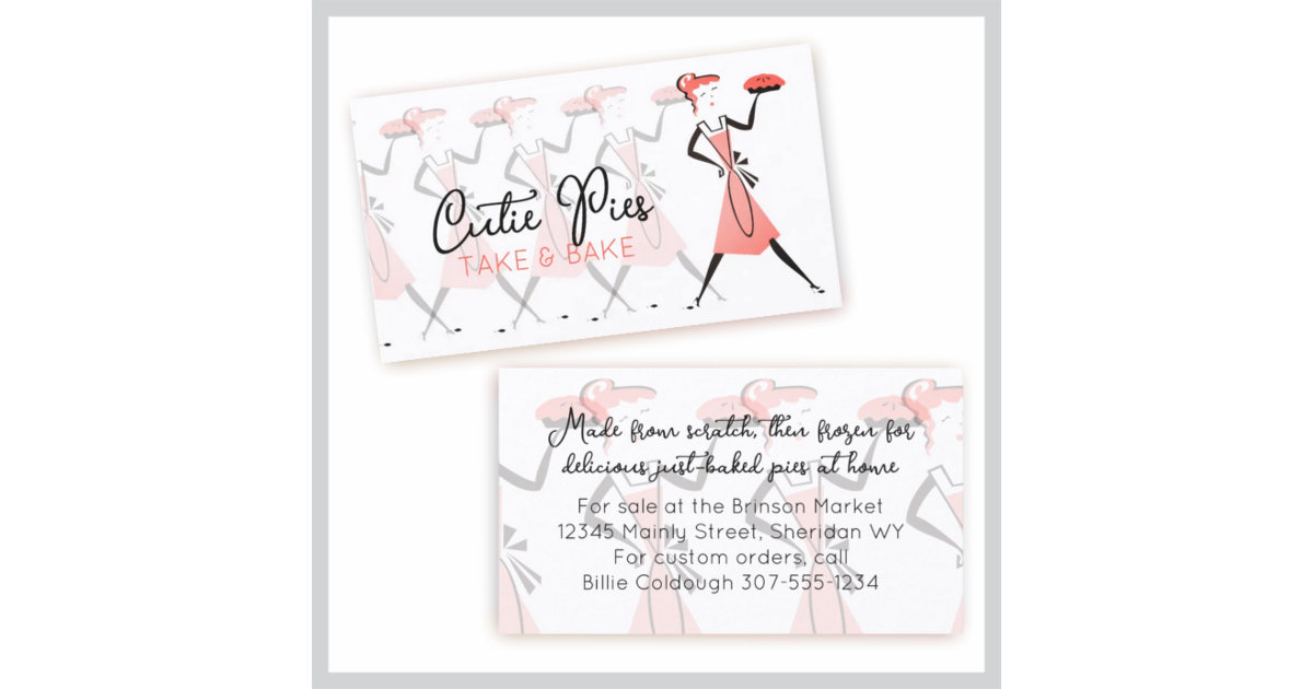 Retro pie woman bakery baking pastry chef culinary business card | Zazzle