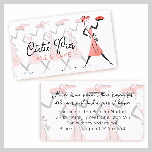 Retro pie girl apron baking bakery business car... business card template