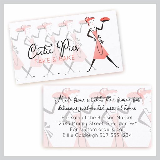 Customizable Retro pie girl apron baking bakery business car... business card template