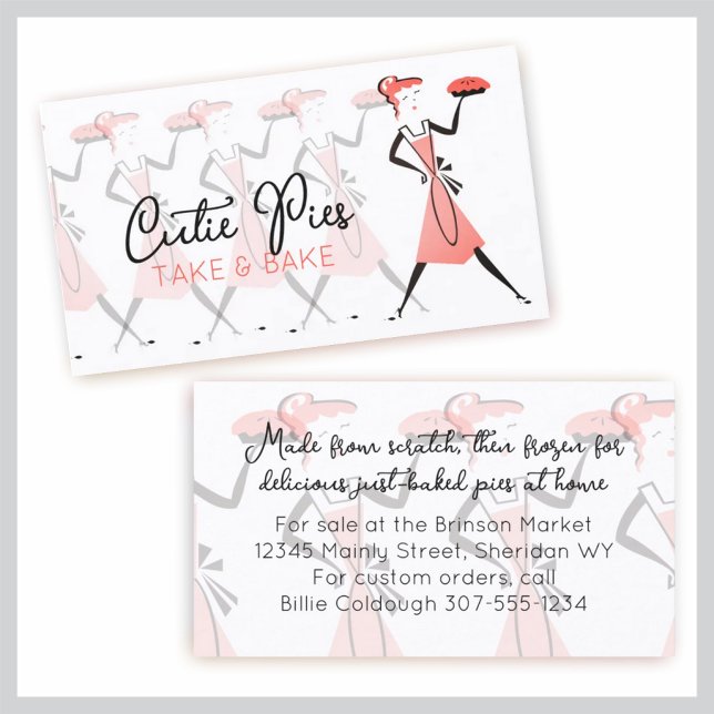 Retro pie woman bakery baking pastry chef culinary business card (Creator Uploaded)