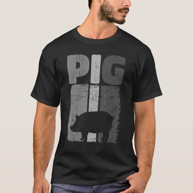 Retro Pig Lover, Cute Farmer, Farming For Men Wome T-Shirt (Front)