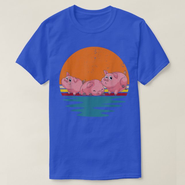 Retro Piglet Farmer Cute Farm Animal Lover Pig 518 T-Shirt (Design Front)