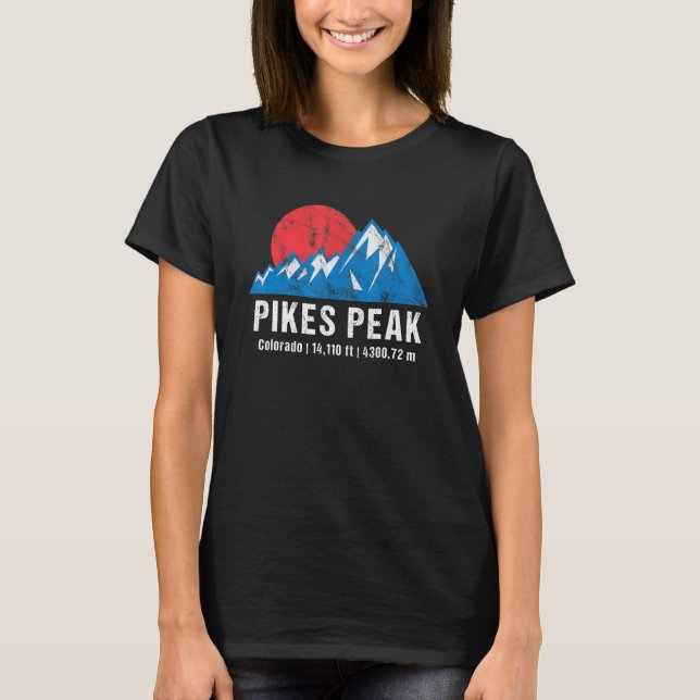 Retro Pikes Peak Colorado Mountains T-Shirt (Front)