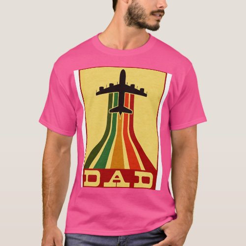 Retro Pilot Dad Vintage Airplane Aviation Father T_Shirt