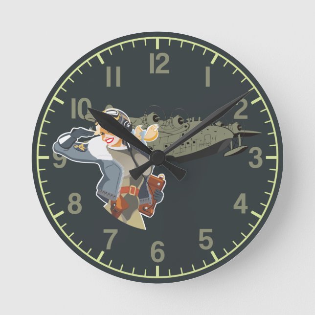 retro pin round clock (Front)