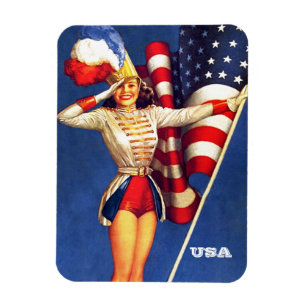 Retro Pin-Up Art USA Patriotic Magnet