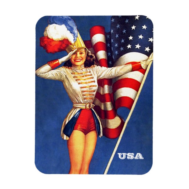 Retro Pin-Up Art USA Patriotic  Magnet (Vertical)