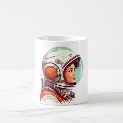 Retro Pin_up Astronaut Mug  Vintage Space Art Cof
