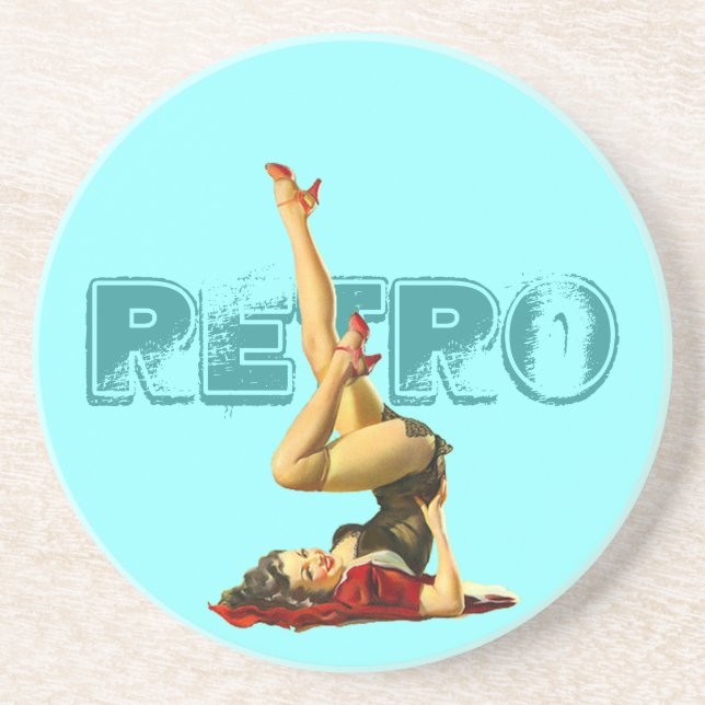 Retro Pin Up Drink Coaster (Front)