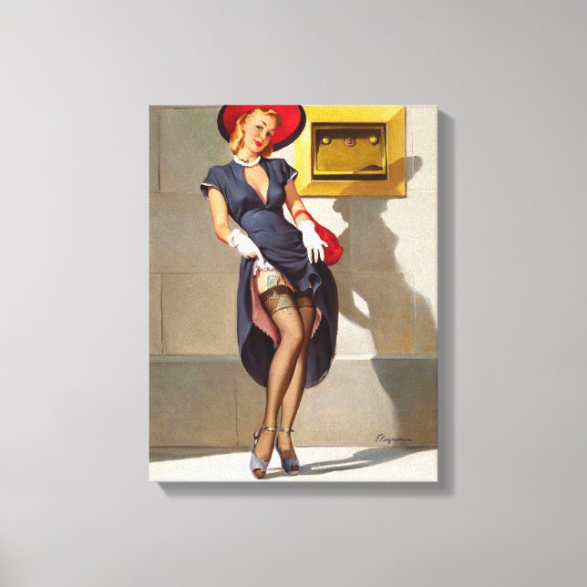 Retro Pin-Up Girl Canvas Print (Front)