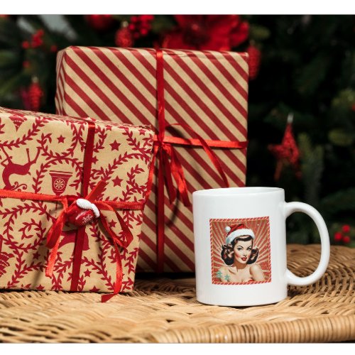 Retro Pin Up Girl Christmas Coffee Mug