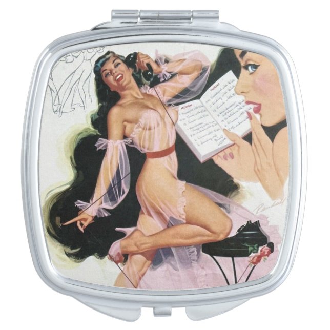 Retro PIN UP GIRL  Compact Mirror (Front)