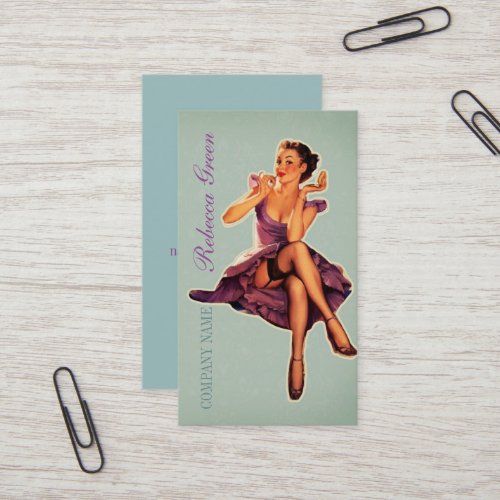 retro pin up Girl Hair Makeup Artist Cosmetologist Business Card