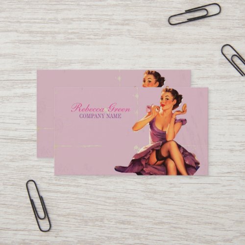 retro pin up Girl Hair Makeup Artist Cosmetologist Business Card