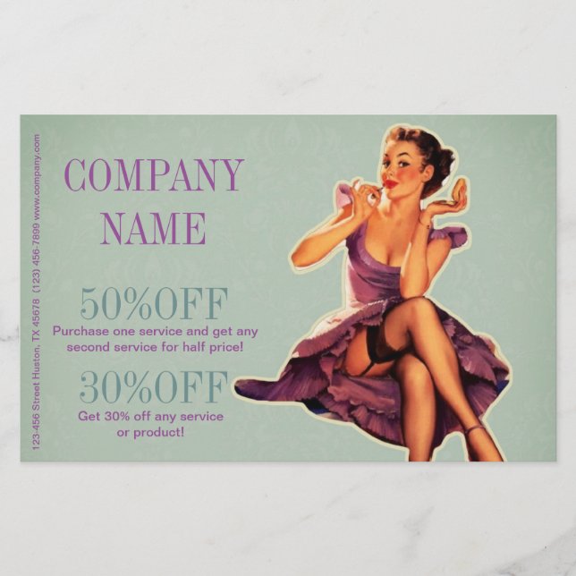 retro pin up Girl Hair Makeup Artist Cosmetologist Flyer (Front)