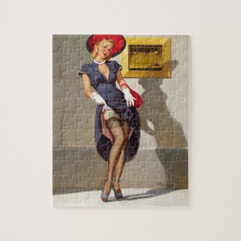 Retro Pin-up Girl Jigsaw Puzzle by PinUpGallery at Zazzle