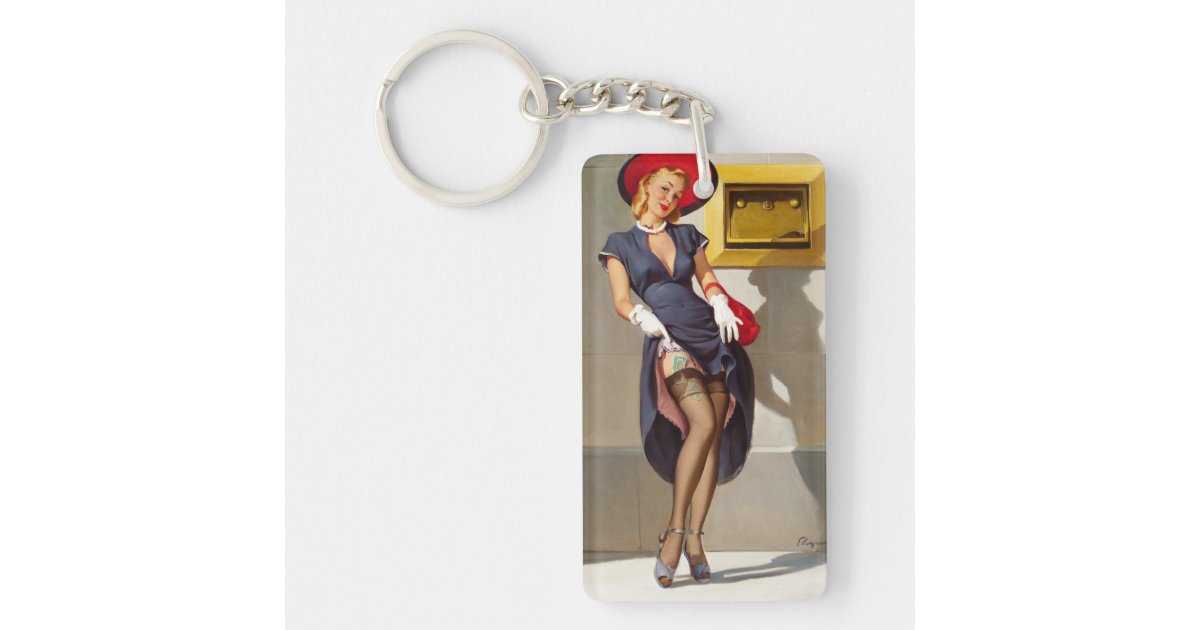 Retro PinUp Girl Keychain Zazzle