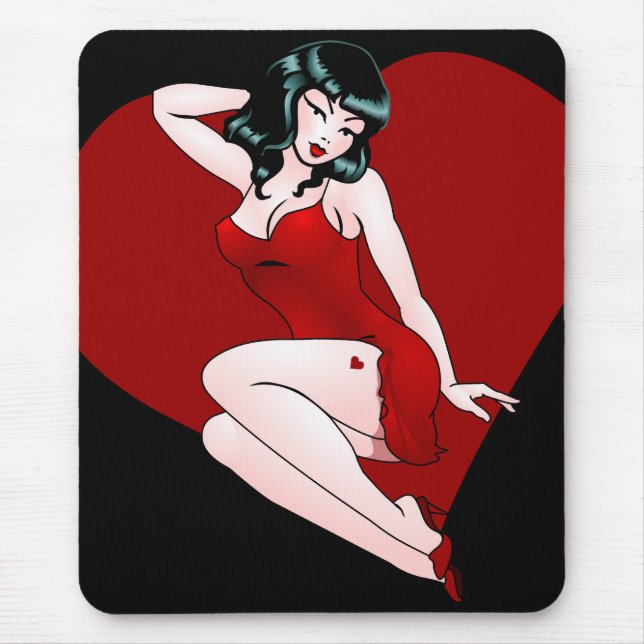 Retro Pin Up Girl Mousepad 50s Pinup Gifts (Front)