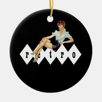 Retro Pin Up Girl Pendant Ornament by grnidlady at Zazzle