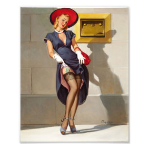 Retro Pin-Up Girl Photo Print
