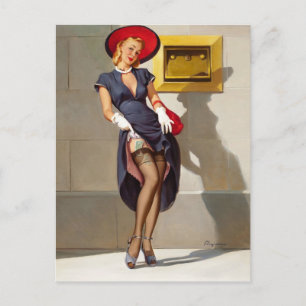Retro Pin-Up Girl Postcard