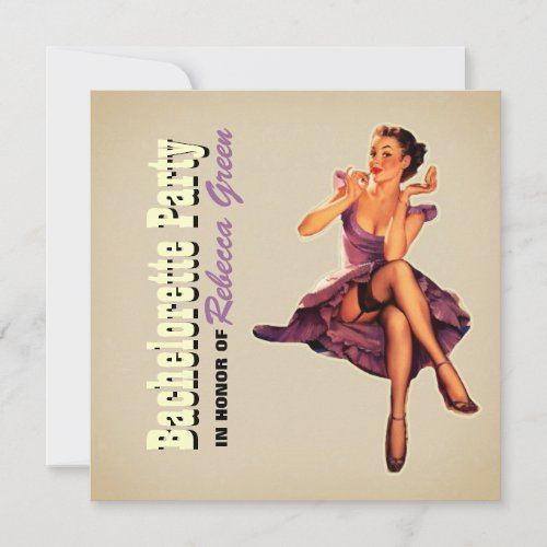 retro pin up girl rockabilly bachelorette party invitation