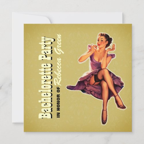 elegant pin up bachelorette party invitation