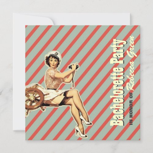 nautical pin up bachelorette party invitation