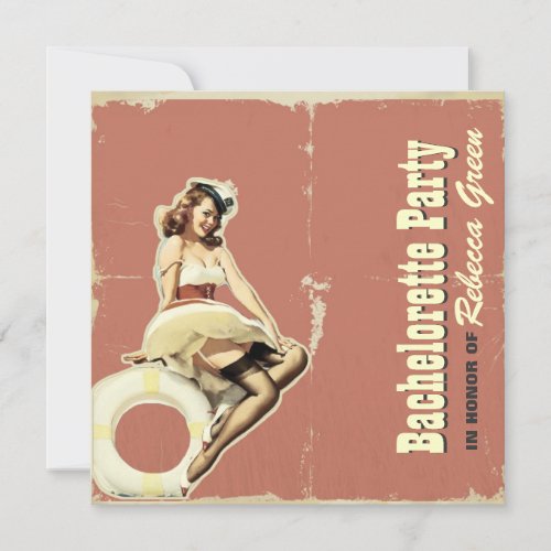 nautical pin up bachelorette party invitation