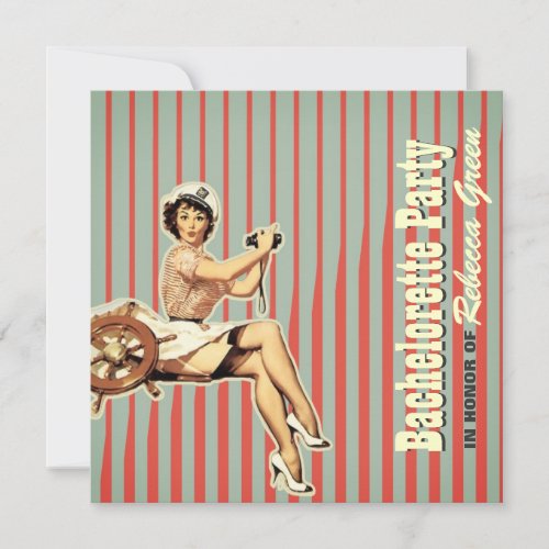 nautical pin up bachelorette party invitation