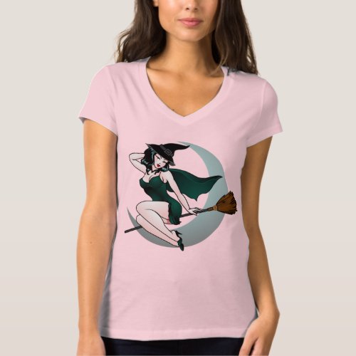 Retro Pin_up Girl Shirt Witchy Halloween Shirt