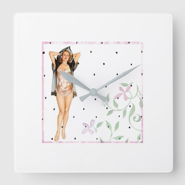 Retro Pin Up Girl Wall Clock (Front)