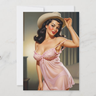 Retro Pin-up Girl with Cowboy hat Save The Date