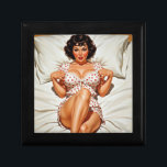 Retro Pin-up Girl with Red Polka Dot PJ's Gift Box<br><div class="desc">Graphic art</div>