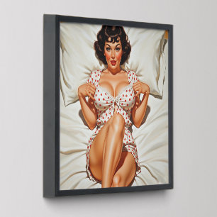 Retro Pin-up Girl with Red Polka Dot PJ's Peel And Stick Photo Tile