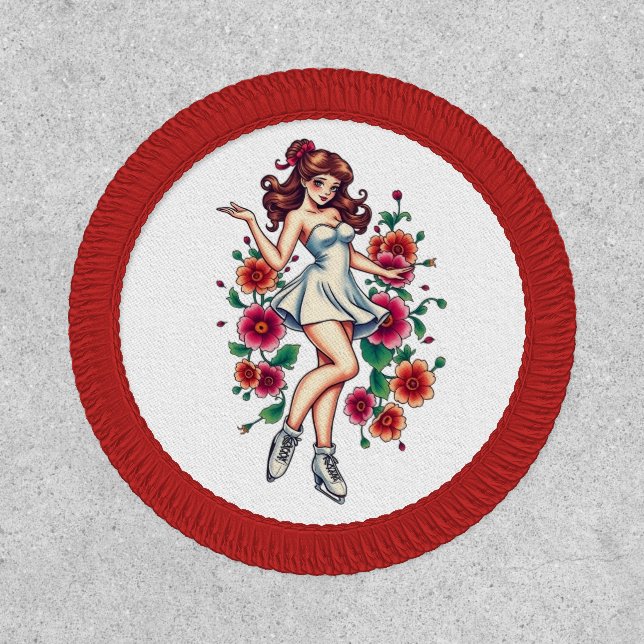 Retro PIn-Up Ice Skater Patch (Front)