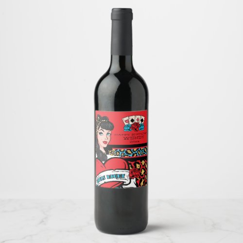 Retro Pin_up Rock_A_Billy Wine Label