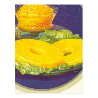 Retro Pineapple Artwork Postcard