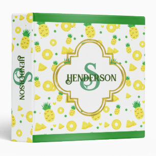 Retro Pineapple Custom 3 Ring Binder