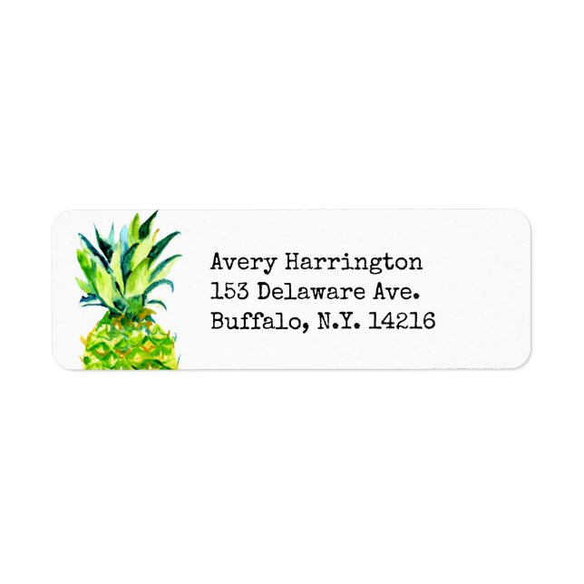 Retro Pineapple Hand-Drawn Hawaii Return Address Label (Front)