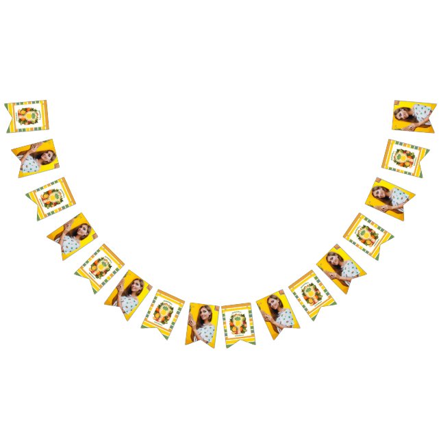 Retro Pineapple Pickleball Bridal Shower Photo Bunting Flags (All)
