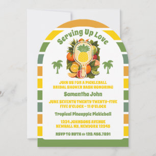 Retro Pineapple Pickleball Bridal Shower Photo Invitation
