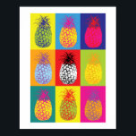 Retro Pineapple Pop Art Bright Kitchen Food Print<br><div class="desc">Brightly colored pineapple retro litho print effect kitchen food poster print</div>