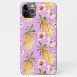 Retro pineapple tropical print on lilac background iPhone 11 pro max case
