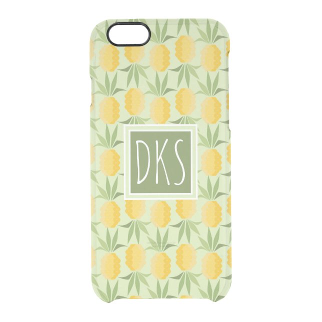 Retro Pineapples | Monogram Uncommon iPhone Case (Back)