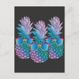 Retro Pineapples Sunglasses Disco Gardening Postcard