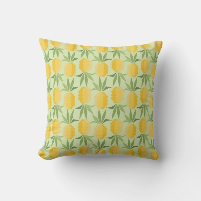 Retro Pineapples Throw Pillow (Front)