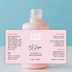 Retro Pink 2oz Dropper Bottle Wraparound Label